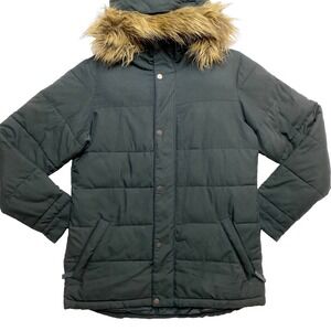 Burton Ski Jacket Womens Extra Small Black Faux Fur Hoodie Winter Down Coat